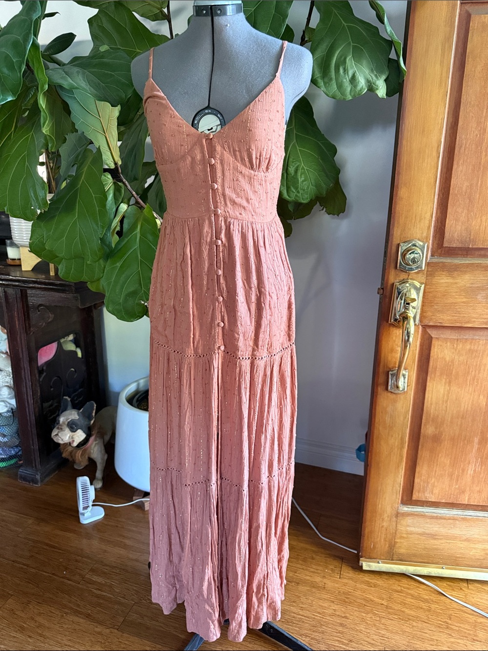 L*Space Dusty Rose Button-Front Maxi Dress